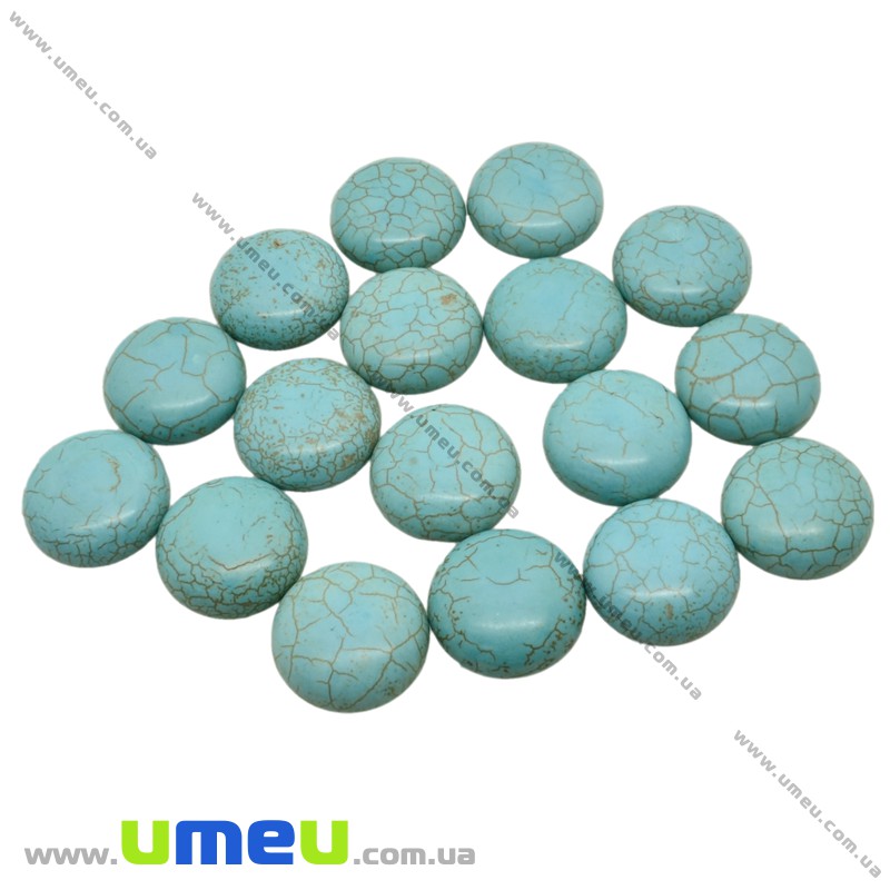 Кабошон нат. камень Бирюза (синт.), Круглый, 20 мм (KAB-026007)