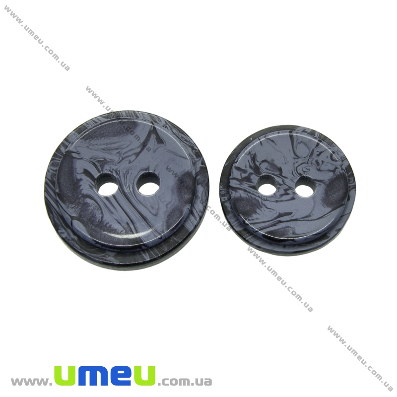 Пуговица пластиковая Круглая, 15 мм, Сине-серая (PUG-021389)