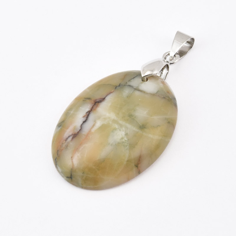 Підвіска Овал, Натур. камінь Агат мереживний, 30х22 мм (POD-058742)