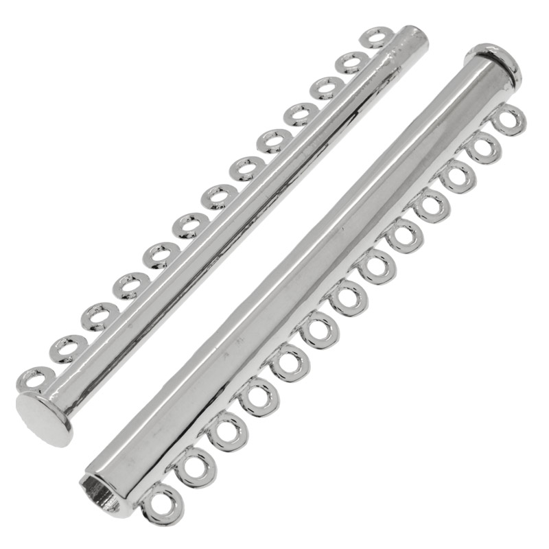 Магнитный замок-слайдер на 13 нитей, Темное серебро, 72х13,5х7 мм (ZAM-053085)