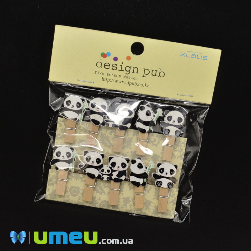Набір декоративних пріщепкок Пандочка, 39х20 мм, Мікс (DIF-041088)