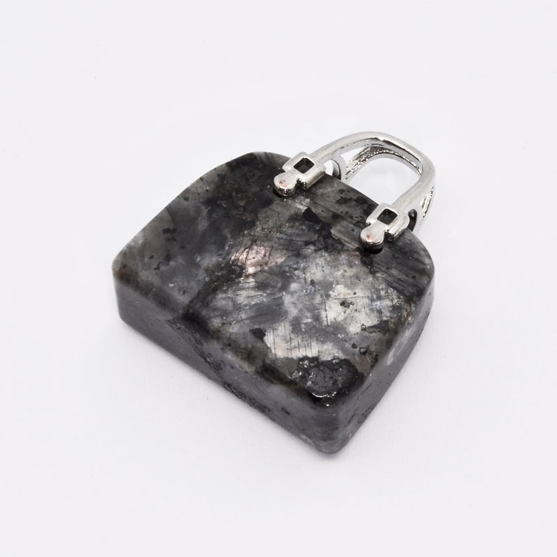 Підвіска Сумочка, Натур. камінь Лабрадорит, 27х24х10 мм (POD-054417)
