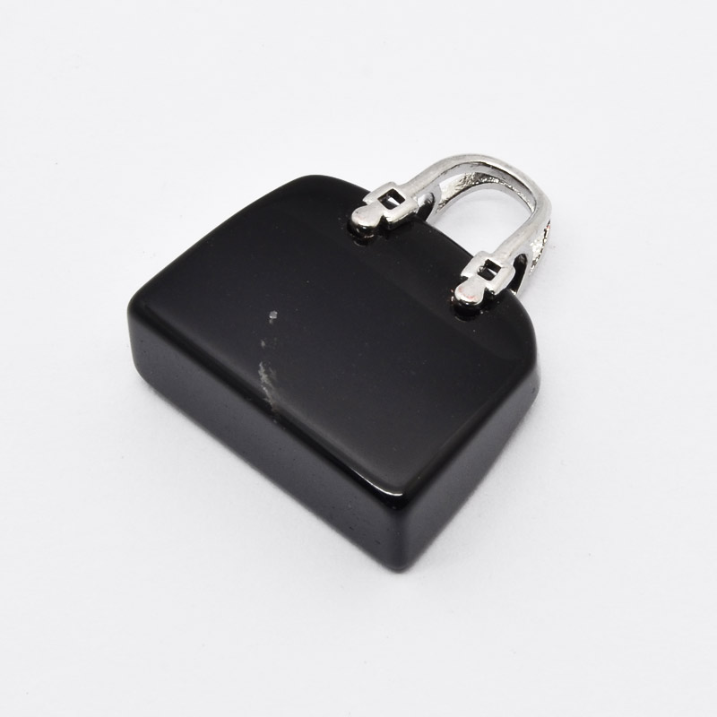 Підвіска Сумочка, Натур. камінь Обсидіан чорний, 27х24х10 мм (POD-054431)