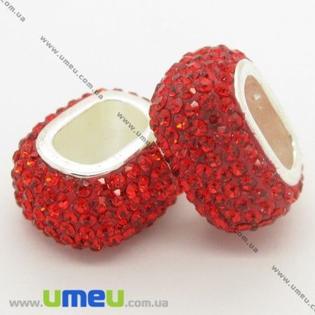 Намистина Regaliz (Licorice) зі стразами Swarovski, 19х16х11 мм, Червона (BUS-006371)
