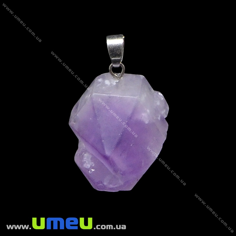 Підвіска з натурального каменю Аметист, 32х17х20 мм (POD-026115)