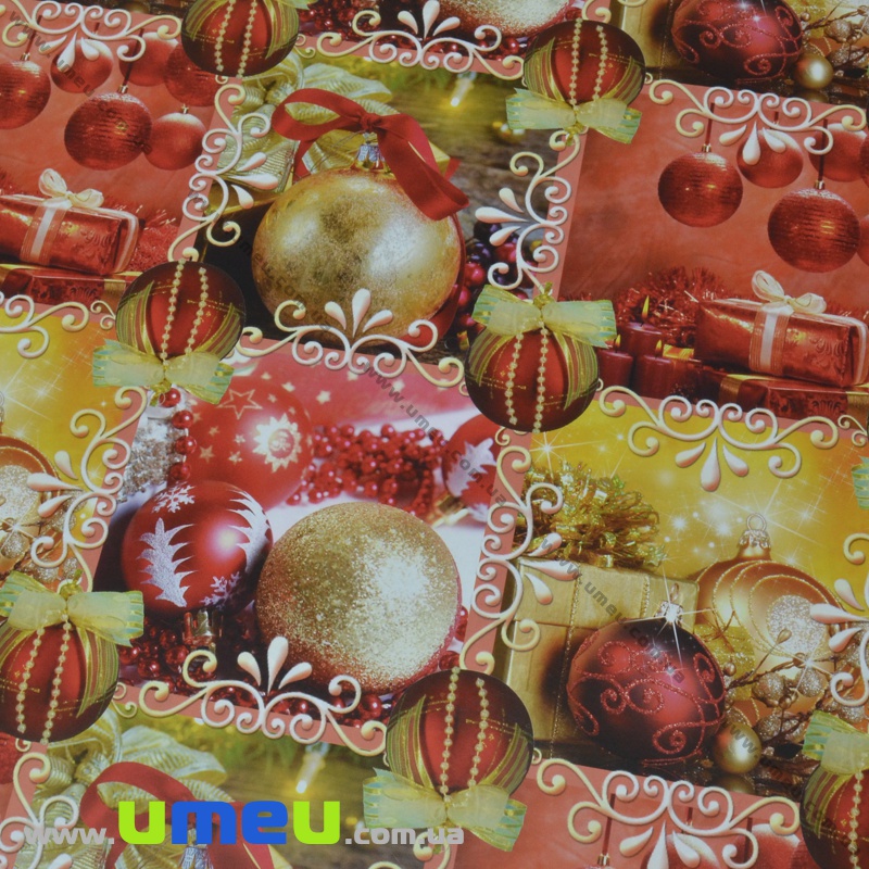 Пакувальний папір Новорічний, Червоний, 70х100 см (UPK-035611)