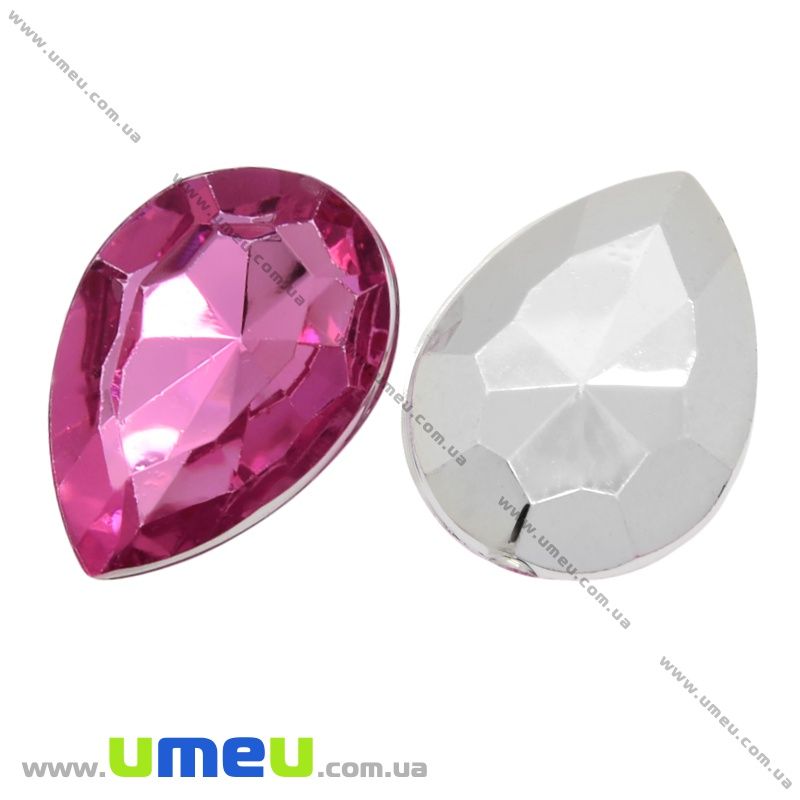 Ріволі пластиковий, Крапля гранована, 18х13 мм, Малиновий (KAB-009524)