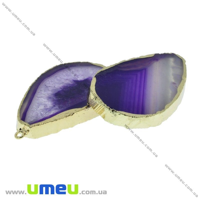 Підвіска з натурального каменю, Агат фіолетовий в фользі, 51х30 мм (POD-033064)