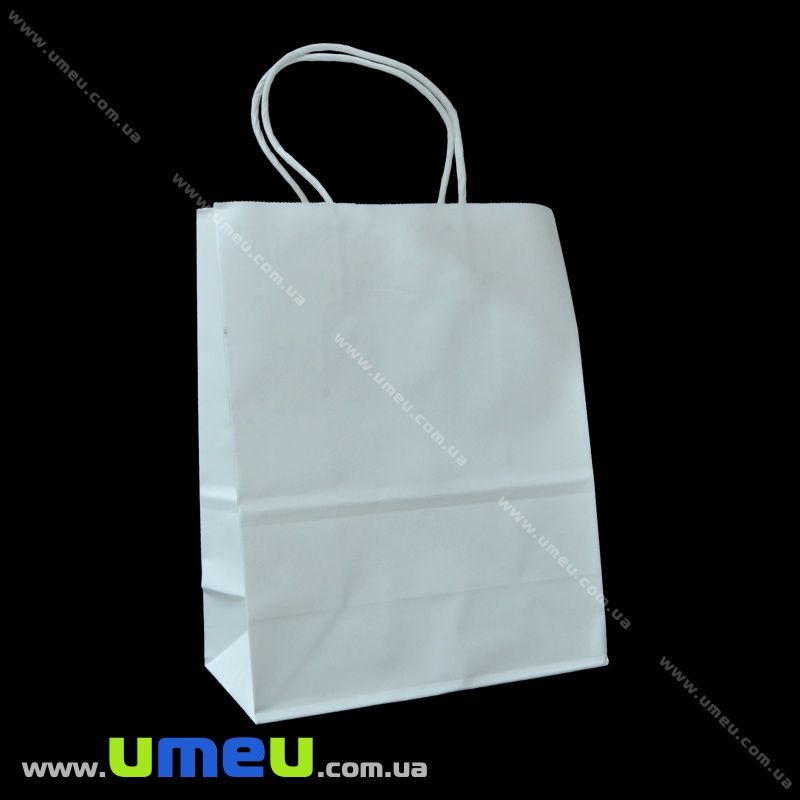 Подарунковий пакет з крафт паперу, 27х21х11 см, Білий (UPK-036299)