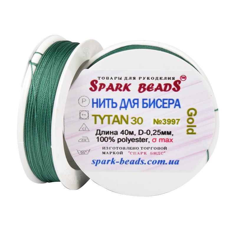 Нитка для бісеру Титан 30, Зелена №3997 GOLD, 40 м (MUL-060052)
