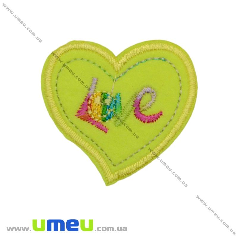 Термоаплікація Сердечко, 5х5 см, Лимонна (APL-022261)