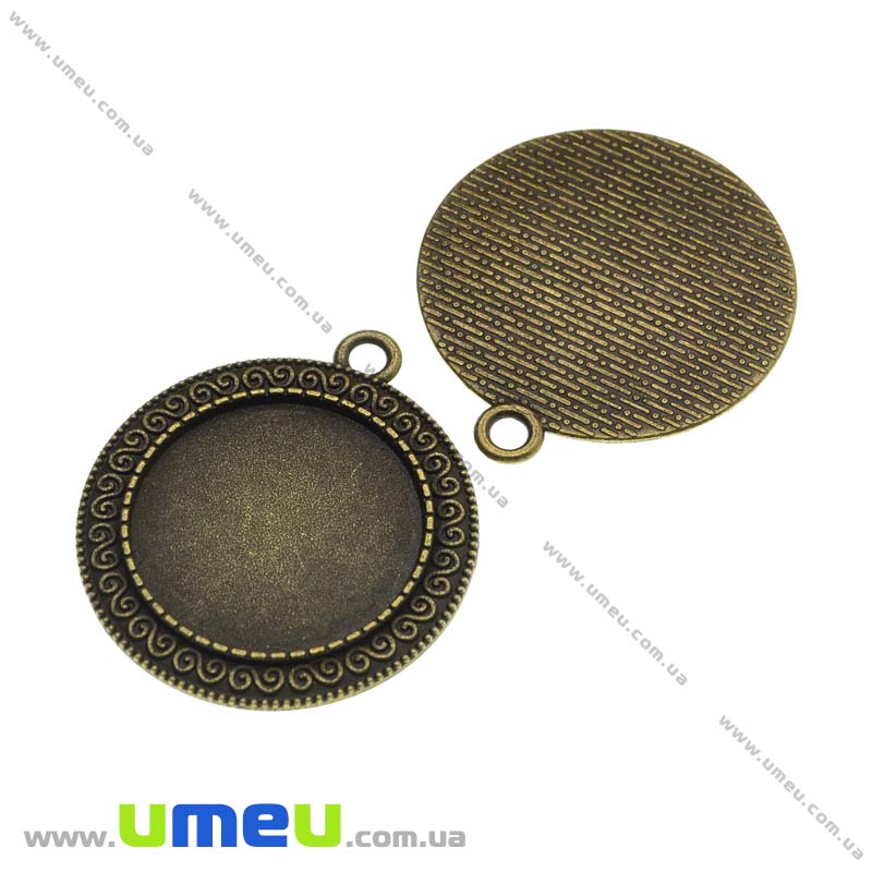 Основа круглая, 39х35 мм, 25 мм, Античная бронза (OSN-013506)