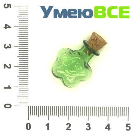 Стеклянная баночка Цветок, Зеленая, 24х20 мм (DIF-006697)