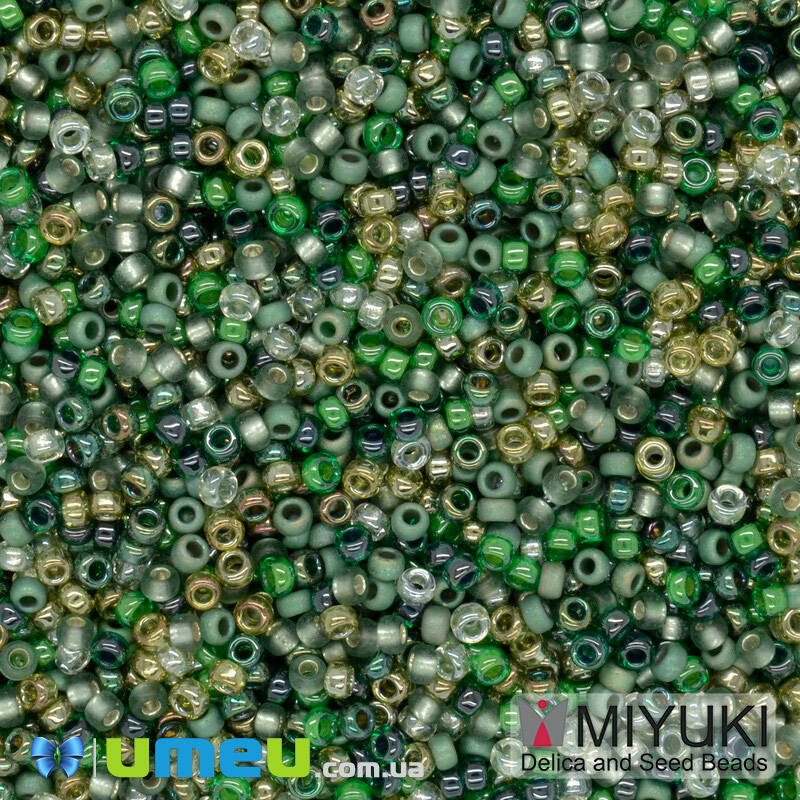 Бісер японський Miyuki круглий RR 15/0 №MIX57, Мікс оливковий (BIS-043341)