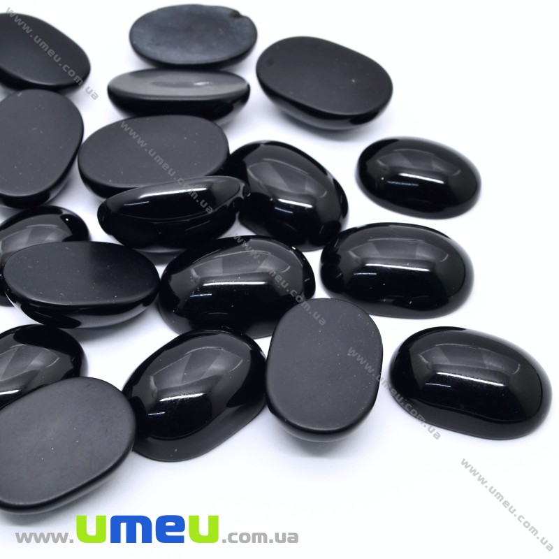 Кабошон нат. камень Обсидиан черный, Овал, 18х13 мм (KAB-028847)