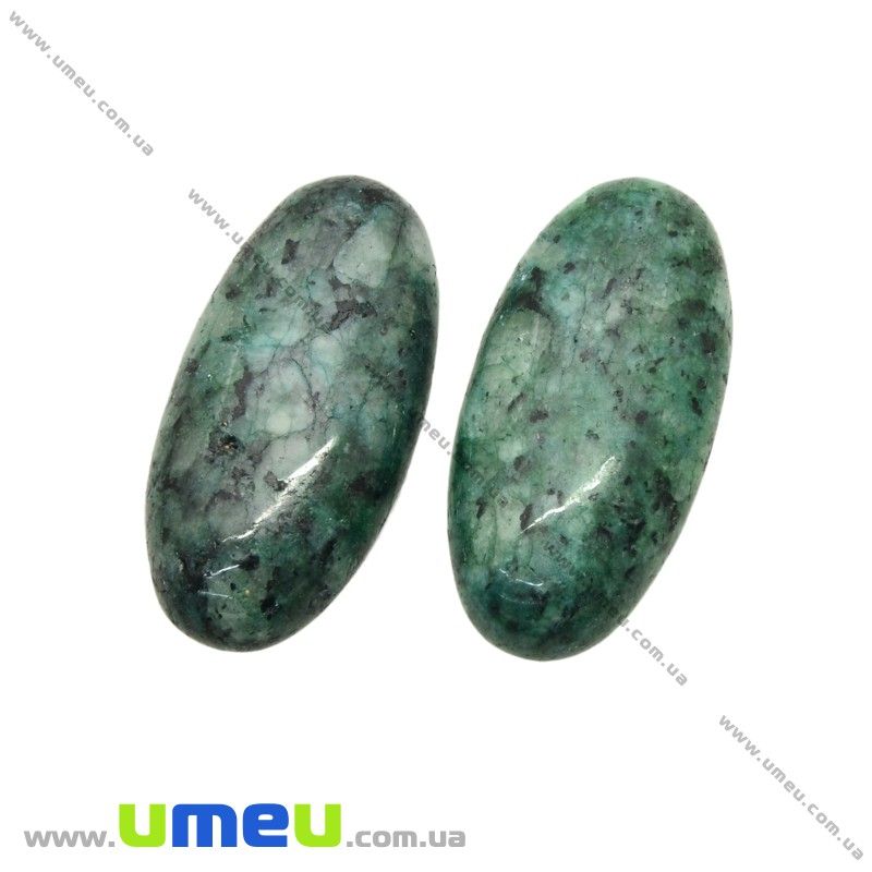 Кабошон нат. камінь Рубін в цоізиті, Овал, 30х15 мм (KAB-026000)