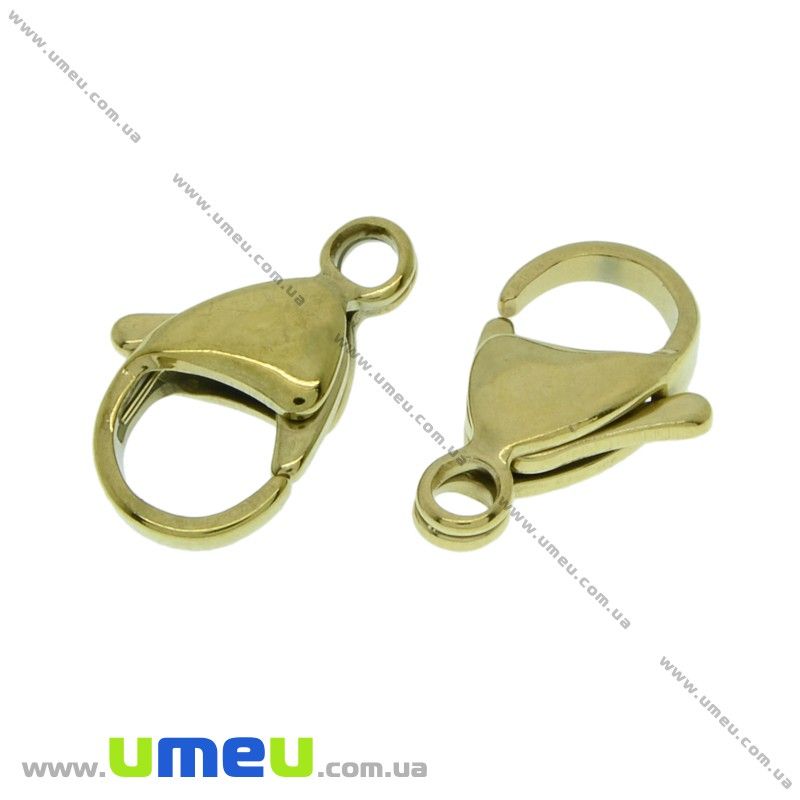 Замок-карабін з нержавіючої сталі, 15х9 мм, Золото (STL-032328)