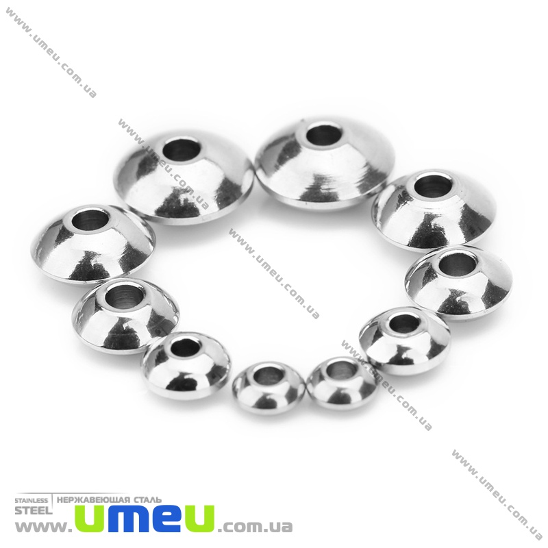 Намистина з нержавіючої сталі Біконус, 7х3,5 мм, Темне срібло (STL-036508)