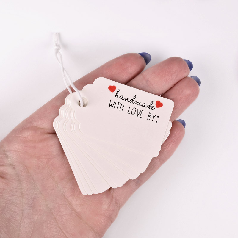 Бірки для подарунків з написом, 50х30 мм, Білі (UPK-056271)