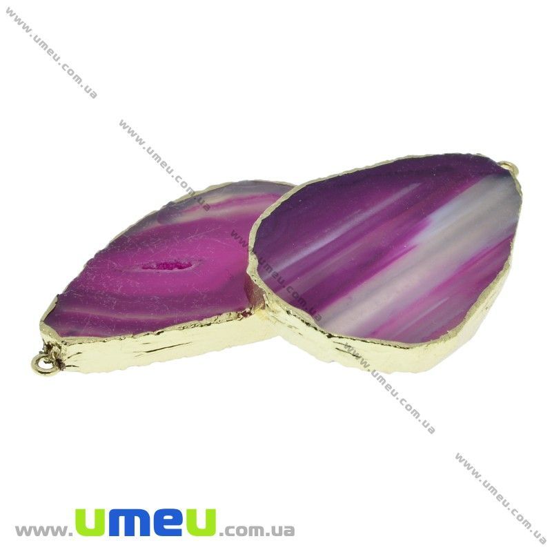 Підвіска з натурального каменю, Агат рожевий в фользі, 53х32 мм (POD-033042)