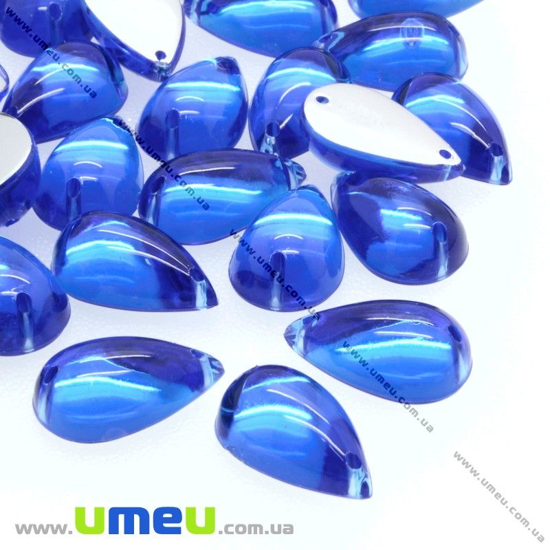 Пришивний кристал пласт. Крапля, 15х9 мм, Синій (KAB-012139)