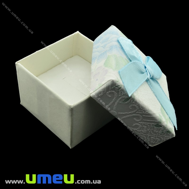 Подарункова коробочка Квадратна з візерунком під кільце, 4,5х4,5х3,5 см, Блакитна (UPK-023072)