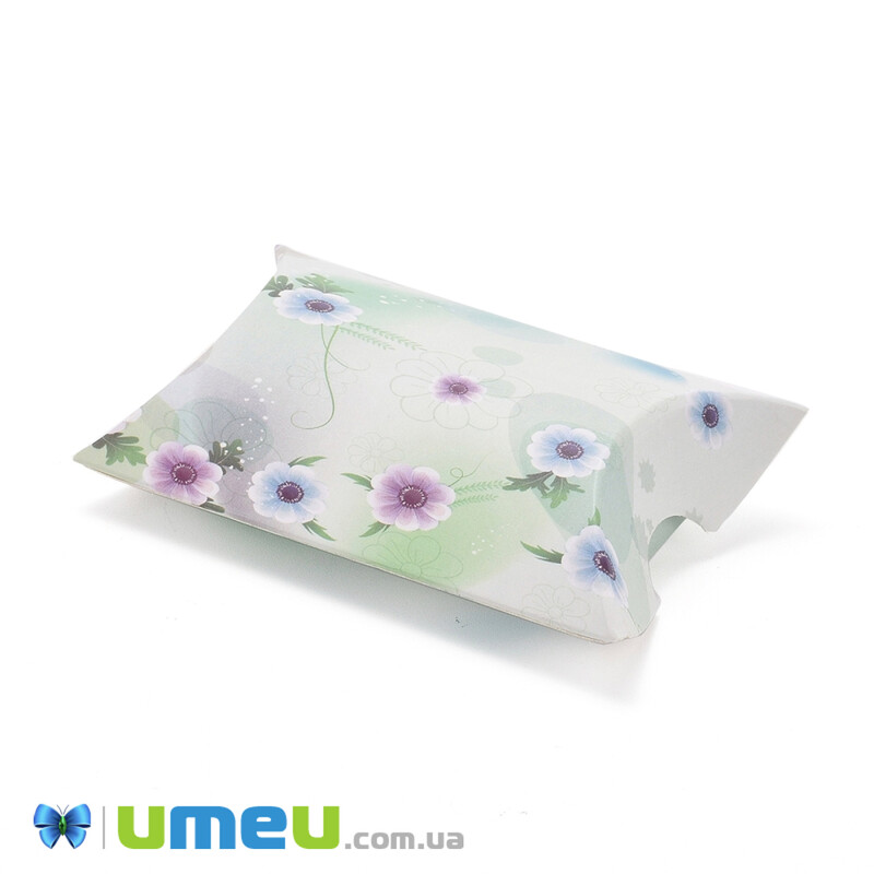 Збірна картонна коробочка, 8х5,5 см, Салатовий, Квіти (UPK-042910)