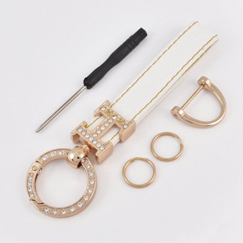 Брелок, 13х3,5 см, Білий, Штучна шкіра, Золото (OSN-058510)