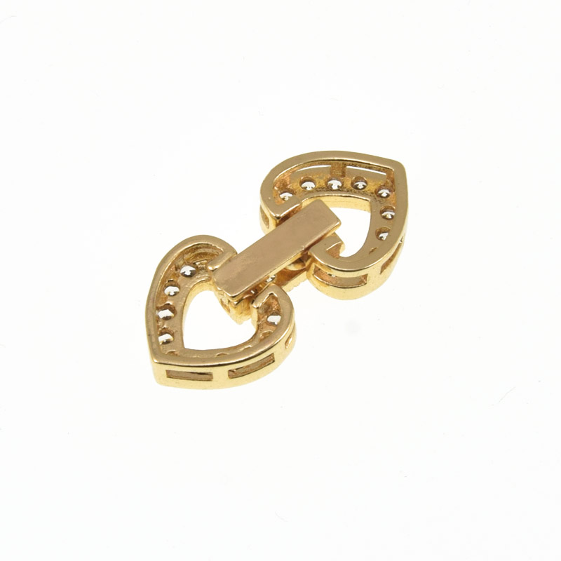 Застібка, 20,5х9,5 мм, Латунь з покриттям 18 kt, Куб. цирконій (ZAM-060827)