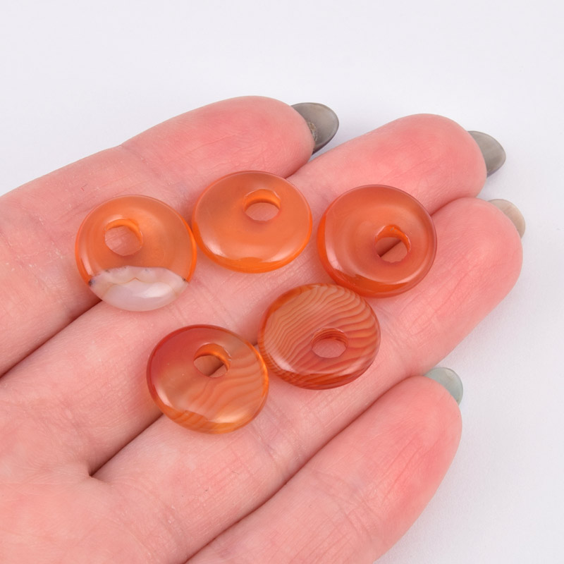 Підвіска Кругла, Натур. камінь Агат червоний, 14 мм (POD-057968)