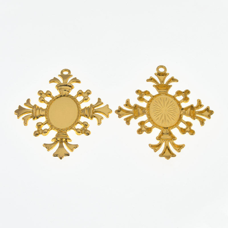 Основа овальна Хрест, 52х44 мм, 18х13 мм, Золото (OSN-059451)