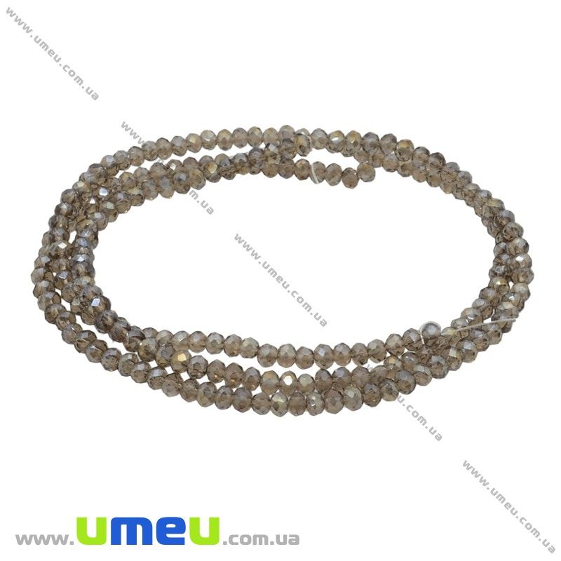 Намистини ронделі, 3х2 мм, Сірі АВ (BUS-029899)