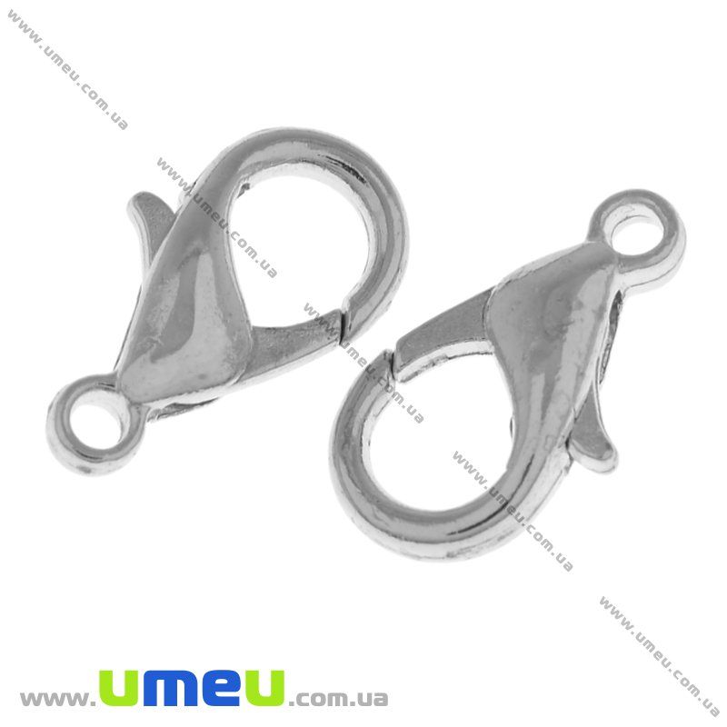 Замки-карабины, 14х8 мм, Темное серебро (ZAM-010193)