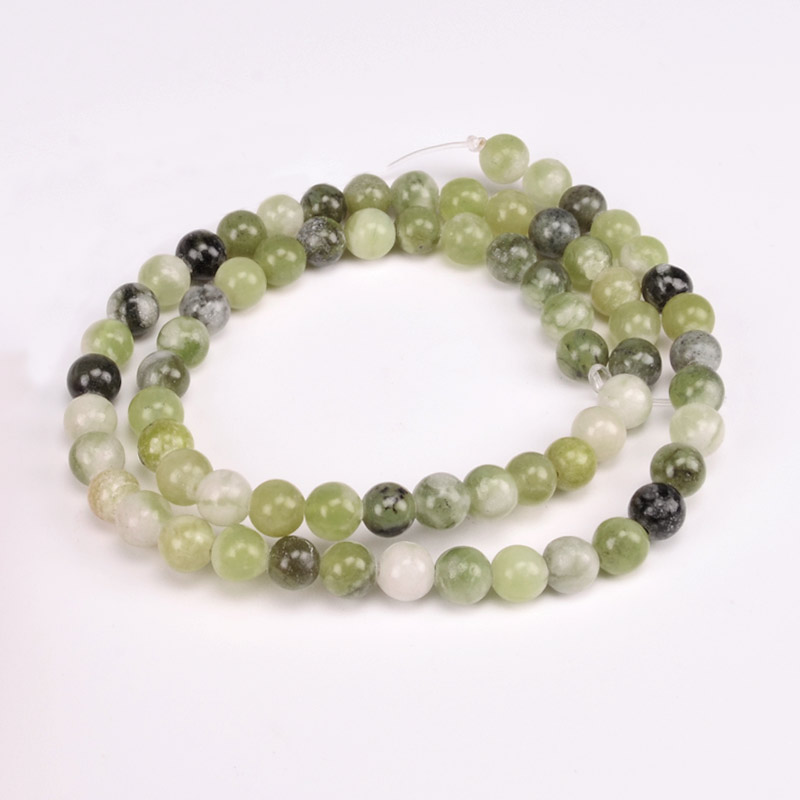 Бусины Нефрит зеленый, Натур. камень, 6 мм, Круглые (BUS-051733)