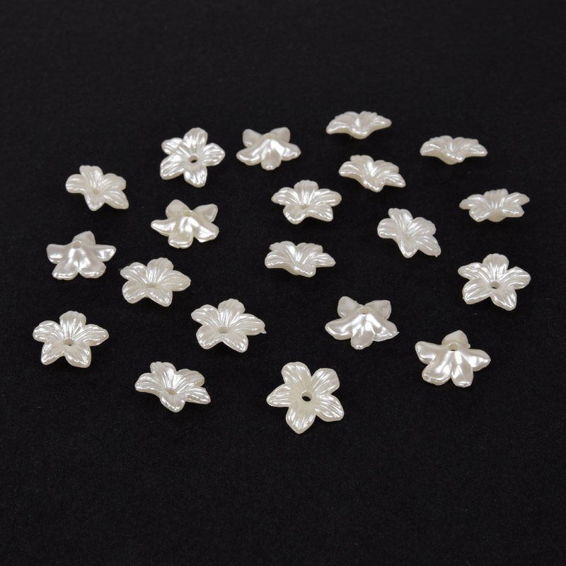 Намистини пластикові, Квітка Перли, 11х3,5 мм, Кремові (BUS-057157)