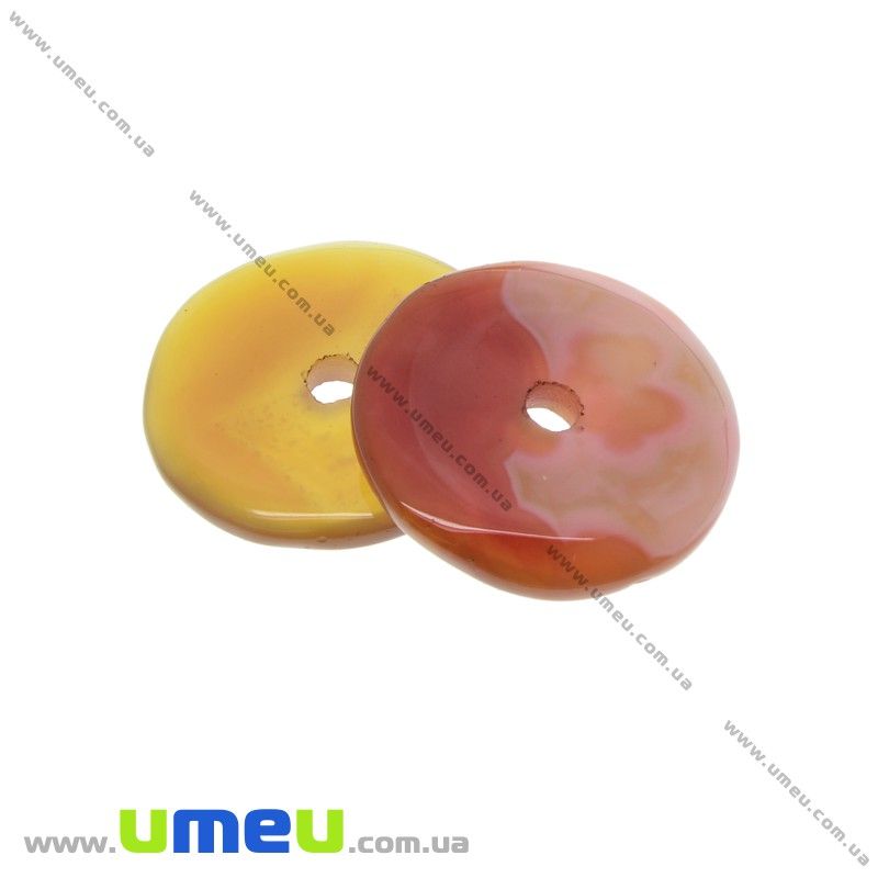 Підвіска з натурального каменю, Сердолік, Кругла плоска, 27 мм (POD-033026)