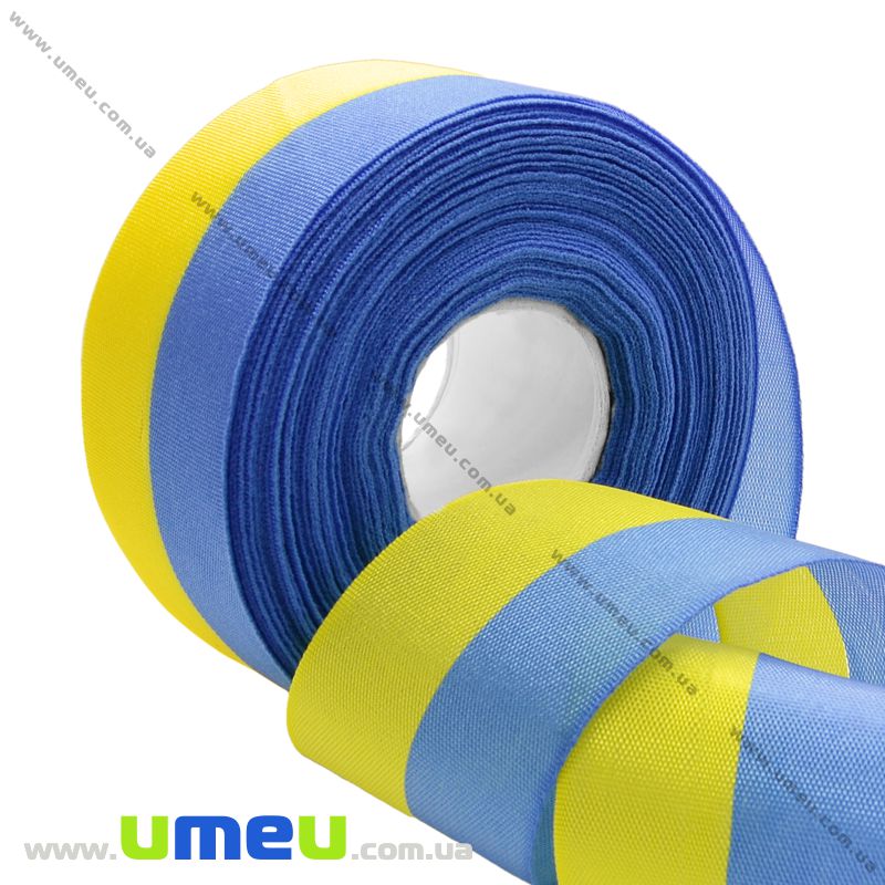 Лента тканевая, Желто-голубая, 40 мм (LEN-010237)