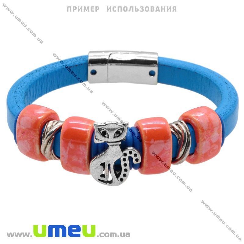 Основа для браслета Regaliz з нат. шкіри, Блакитна, 10х6мм, 20 cм (OSN-006365)