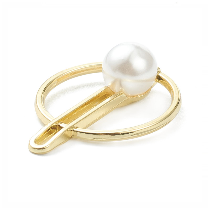 Підвіска метал. Кругла з перлиною, 27х20,5 мм, Світле золото (POD-053897)