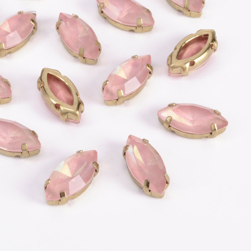 Шатон човник 15х7 мм, Золото, Персиковий (KAB-052943)