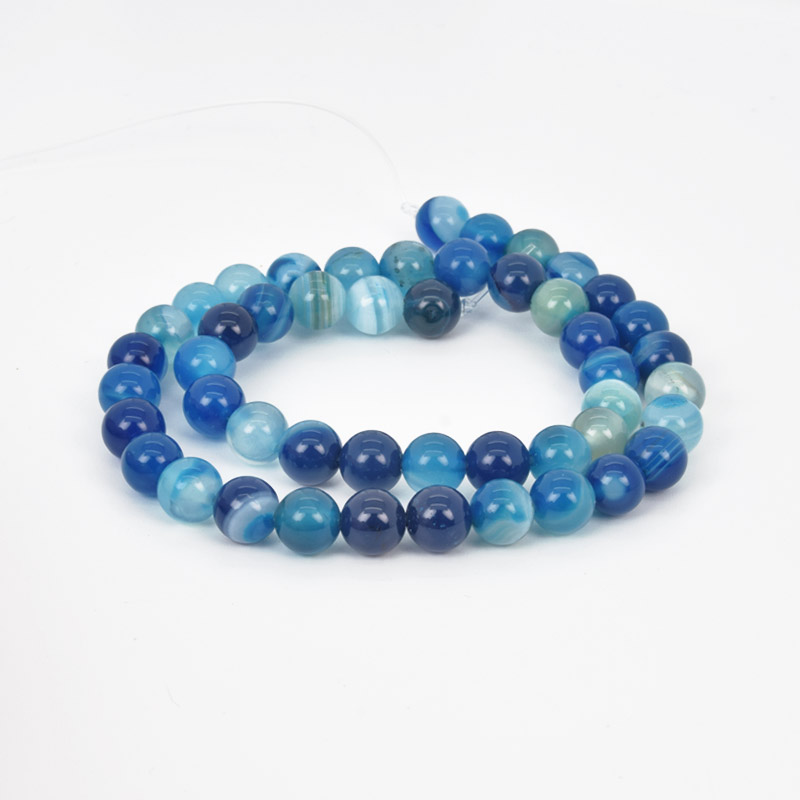 Бусины Агат синий, Натур. камень, 8 мм, Круглые (BUS-051691)