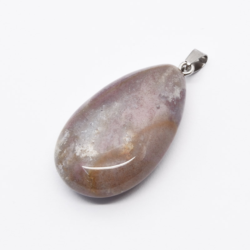 Подвеска Капля, Натур. камень Агат индийский, 44х24х12 мм (POD-054384)