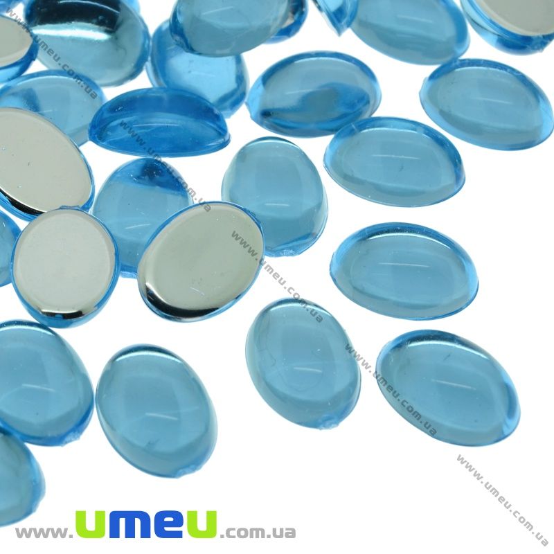 Кабошон пластиковий, Овал, 14х10 мм, Блакитний (KAB-022057)