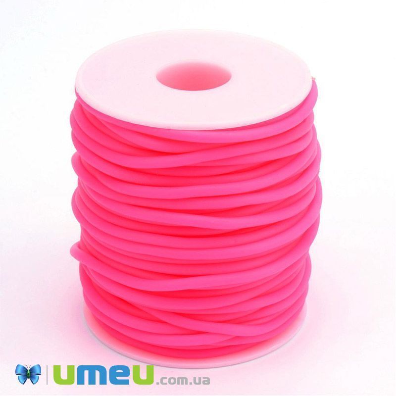 Шнур каучуковий порожнистий, 3 мм, Рожевий (LEN-040195)