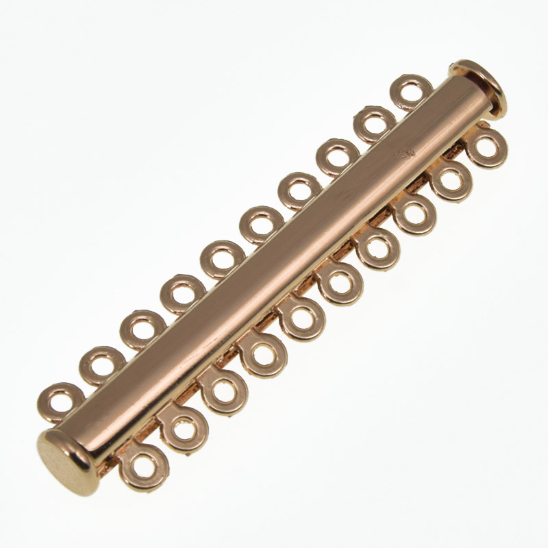 Магнітний замок-слайдер на 10 ниток, 2 сорт, Світле золото, 56х13х7 мм (ZAM-056849)