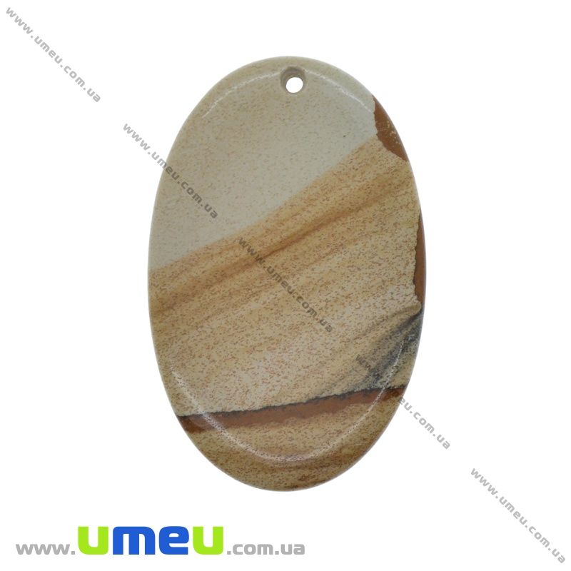 Підвіска з натурального каменю Яшма пейзажна, Овал, 54х35 мм (POD-031646)