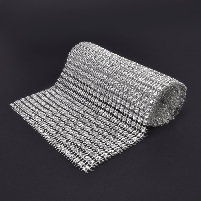 Стразова стрічка (шина), 12х90 см, Срібляста (LEN-060989)