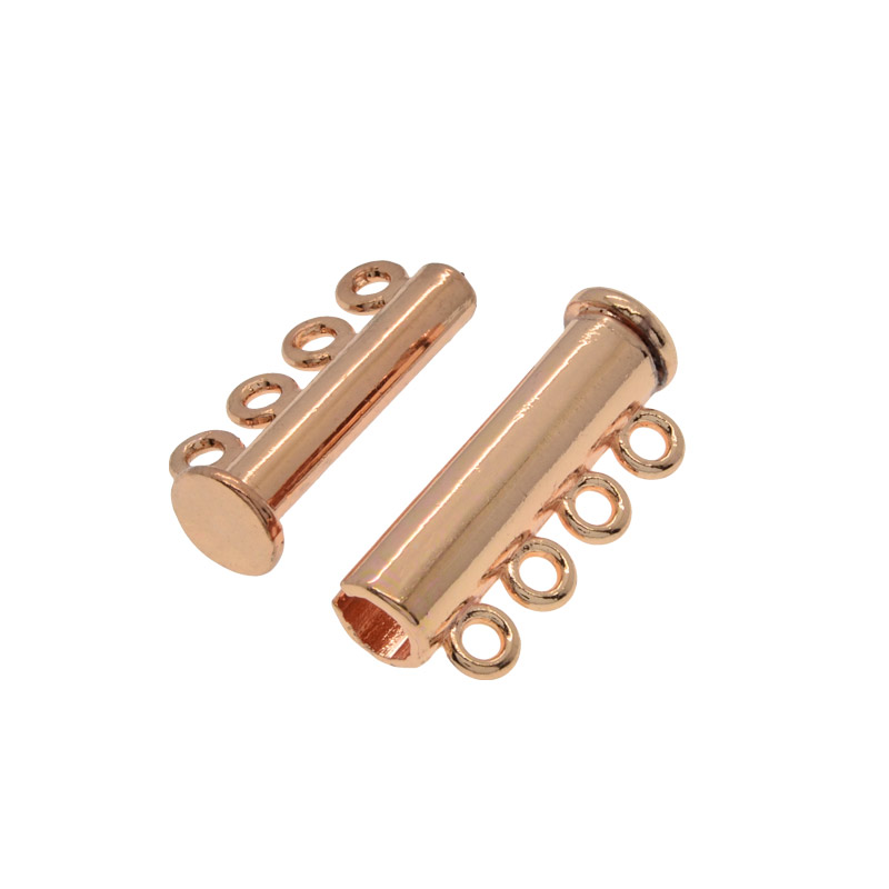 Магнітний замок-слайдер на 4 нитки, Рожеве золото, 25х13,5х7 мм (ZAM-051961)