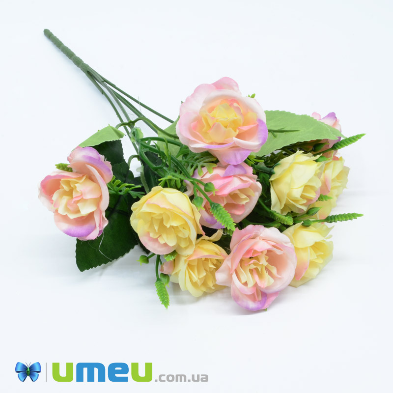 Букет троянд, 35 см, Рожево-жовтий (DIF-044824)