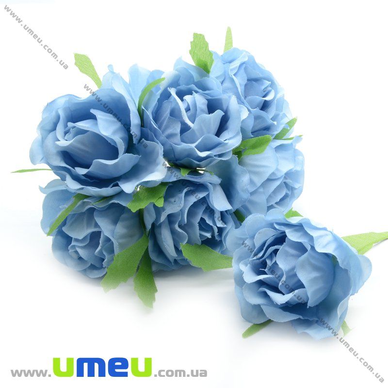 Роза тканевая большая, 40 мм, Голубая, 1 шт (DIF-015042)